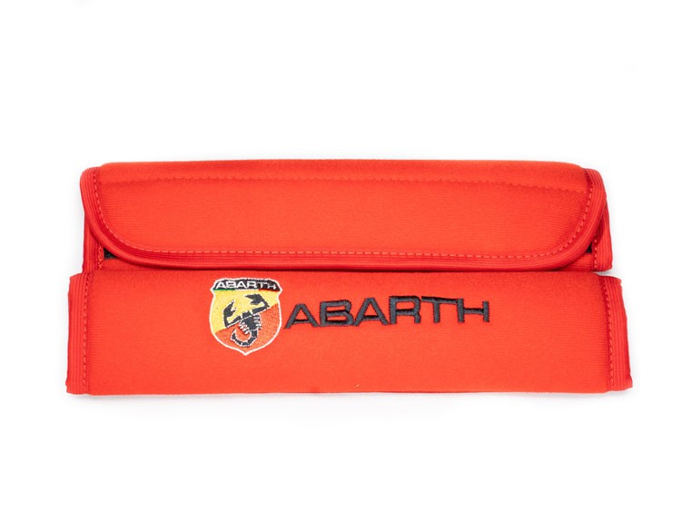 Seat Belt Shoulder Pads set of 2 ABARTH Crest and Logo Red
